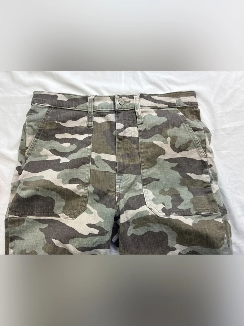 J. Crew Ladies Camo Crop Straight Leg Pants Sz 28 stretch quality cotton blend